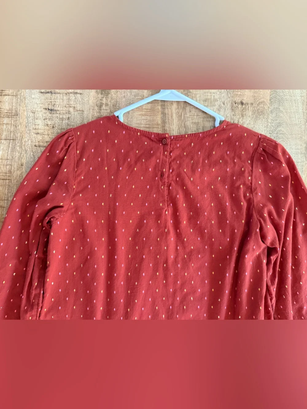 Cat & Jack Girls XL 14/16 Red Dot Print Long Sleeve Blouse Top